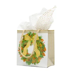 Caspari Christmas Gift & Bottle Bags|Gift & Bottle Bags|Magnolia Wreath Gift Bags - includes 1 Gift Bags