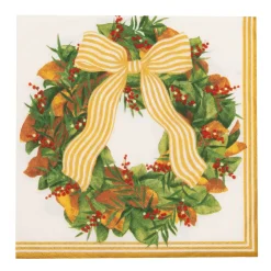 Caspari Paper Luncheon Napkins|Magnolia Wreath Luncheon Napkins - includes 20 Luncheon Napkins