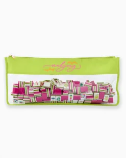 Oh My Mahjong Darjeeling|Citrus Songbird|Mahjong Tile Storage Bag - Chartreuse Script Mahjong