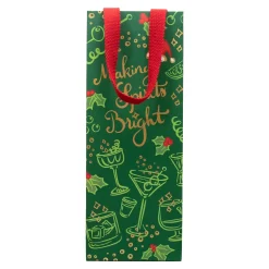 Caspari Christmas Gift & Bottle Bags|Gift & Bottle Bags|Making Spirits Bright Gift Bags - includes 1 Gift Bags