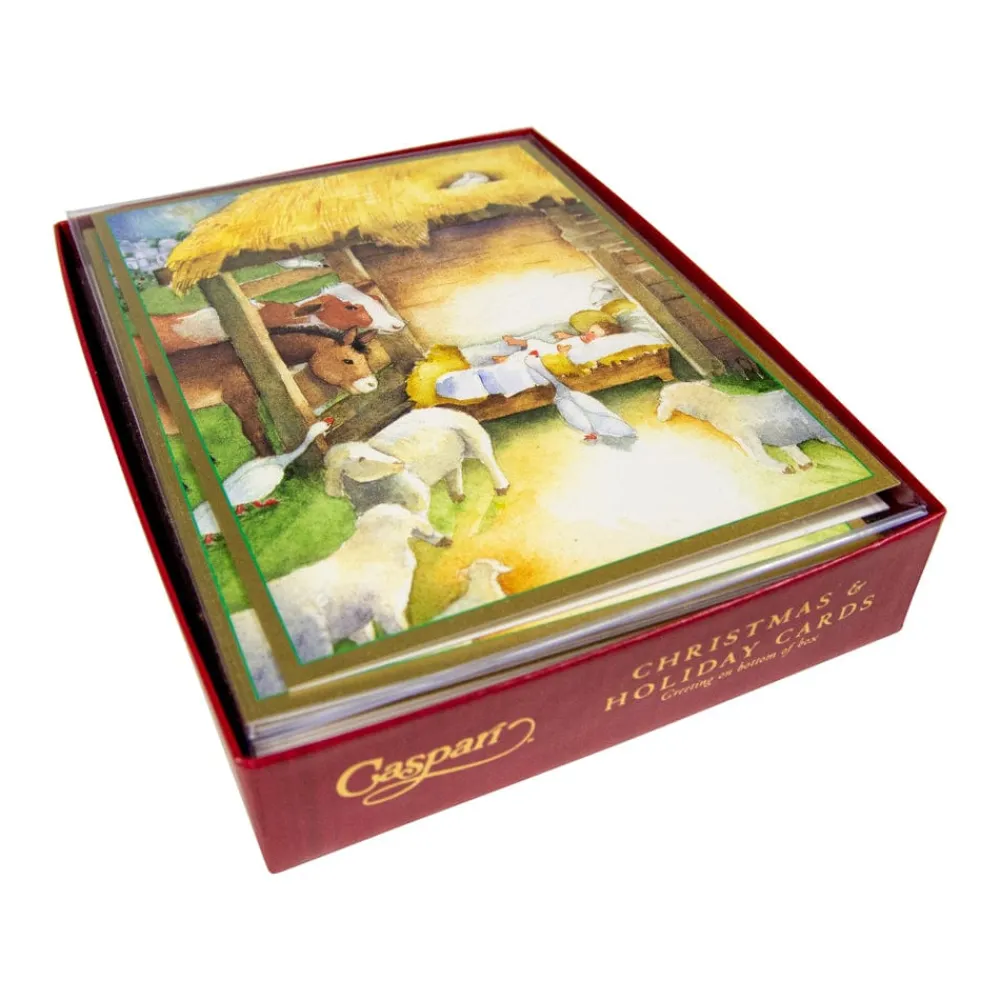 Caspari Christmas And Holiday Cards|Boxed Holiday Cards|Manger Scene Boxed Christmas Cards - 15 Christmas Cards & 15 Envelopes