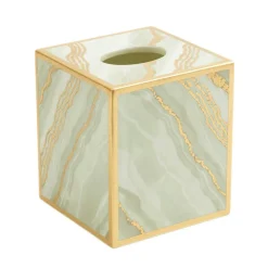 Caspari Lacquerware|Mother'S Day|Marble Lacquer Tissue Box Cover in Moonlight Grey - 1 Each