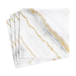 Caspari Hanukkah|Paper Cocktail Napkins|Marble Paper Cocktail Napkins in Grey - 20 Per Package