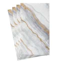 Caspari Christmas Napkins|Hanukkah|Marble Paper Guest Towel Napkins in Grey - 15 Per Package