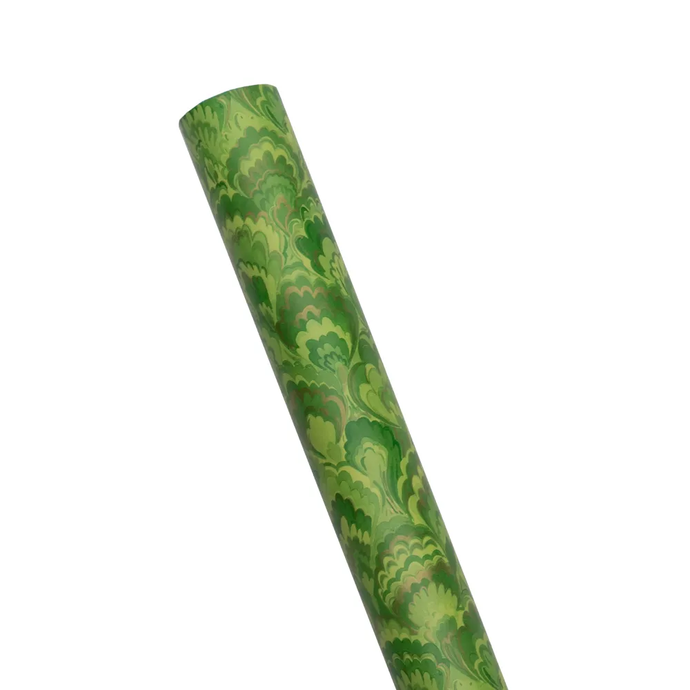 Caspari Christmas Wrapping Paper|Marbled Ceramica Green & Gold Roll Wrap - includes 1 Roll Wrap