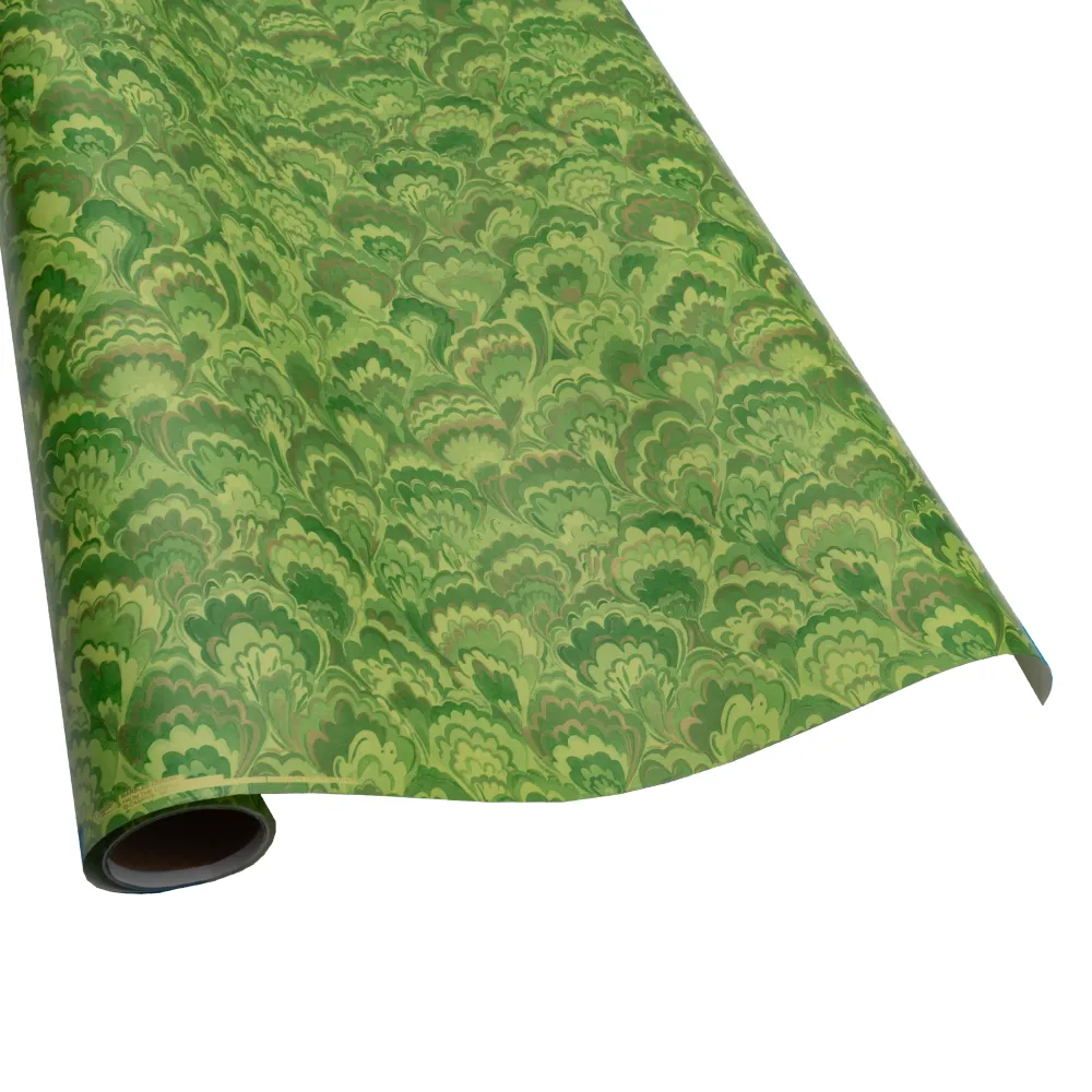 Caspari Christmas Wrapping Paper|Marbled Ceramica Green & Gold Roll Wrap - includes 1 Roll Wrap