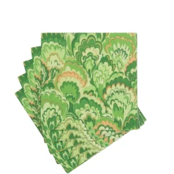 Caspari Paper Cocktail Napkins|Marbled Ceramica Green Cocktail Napkins - includes 12 Cocktail Napkins
