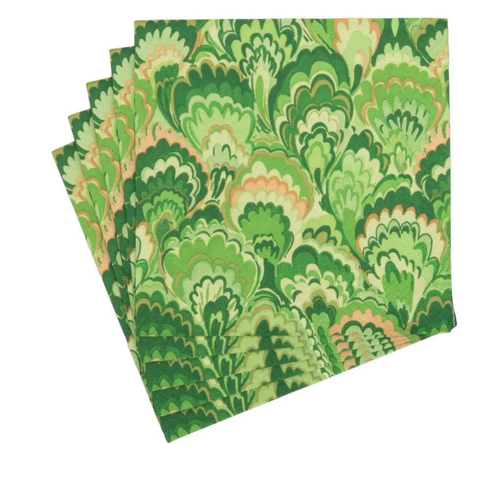 Caspari Paper Luncheon Napkins|Marbled Ceramica Green Luncheon Napkins - includes 20 Luncheon Napkins