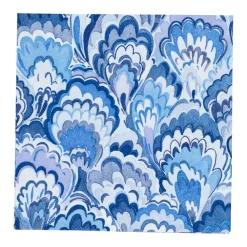 Caspari Paper Cocktail Napkins|Darjeeling|Marbled Ceramica Indigo Cocktail Napkins - 20 Per Package