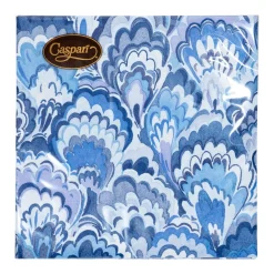 Caspari Paper Cocktail Napkins|Darjeeling|Marbled Ceramica Indigo Cocktail Napkins - 20 Per Package