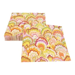 Caspari Paper Luncheon Napkins|Marbled Ceramica Raspberry & Chartreuse Luncheon Napkins - 20 Per Package