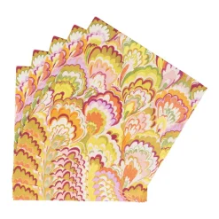 Caspari Paper Luncheon Napkins|Marbled Ceramica Raspberry & Chartreuse Luncheon Napkins - 20 Per Package