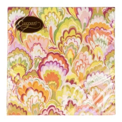Caspari Paper Luncheon Napkins|Marbled Ceramica Raspberry & Chartreuse Luncheon Napkins - 20 Per Package
