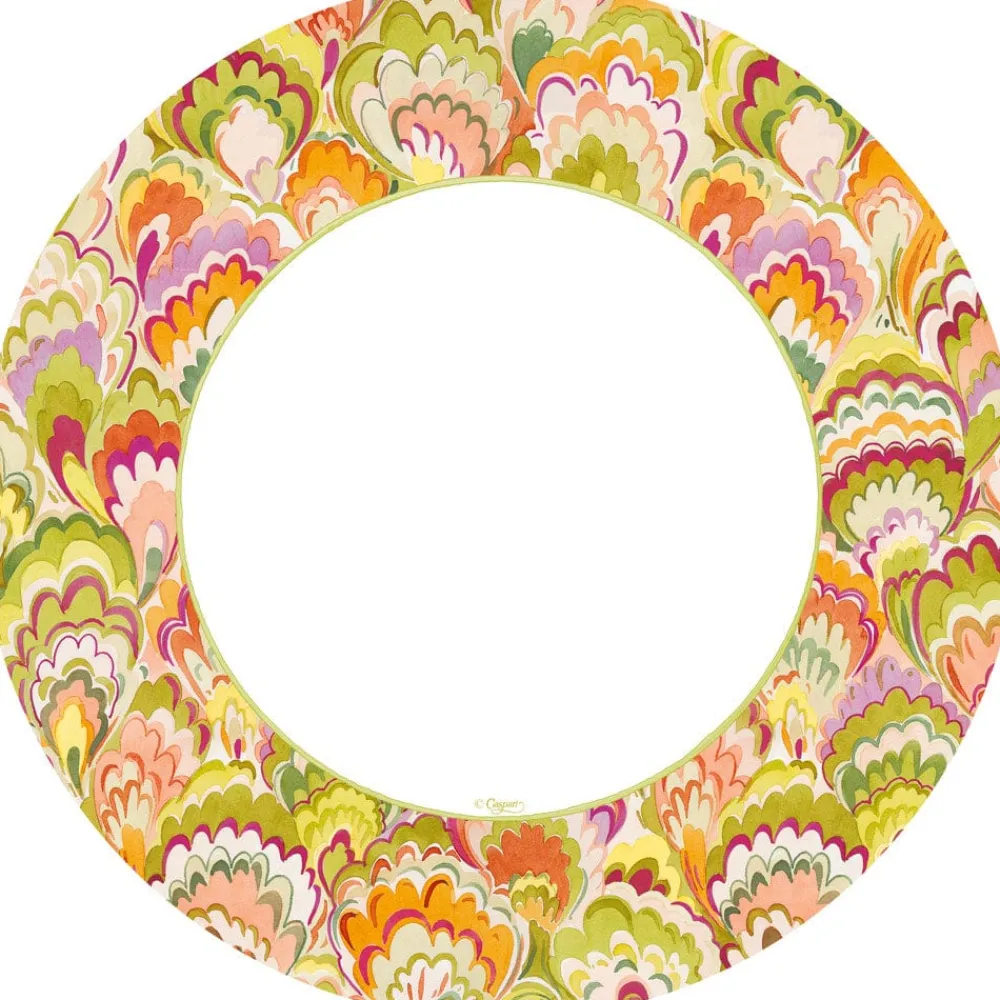 Caspari Paper Dinner Plates|Marbled Ceramica Raspberry & Chartreuse Paper Dinner Plates - 8 Per Package
