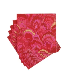 Caspari Paper Cocktail Napkins|Marbled Ceramica Red & Fuchsia Cocktail Napkin - package of 20
