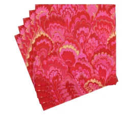 Caspari Paper Luncheon Napkins|Marbled Ceramica Red & Fuchsia Luncheon Napkins - includes 20 Luncheon Napkins