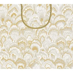 Caspari Christmas Gift & Bottle Bags|Gift & Bottle Bags|Marbled Ceramica Silver & Gold Gift Bags - includes 1 Gift Bags