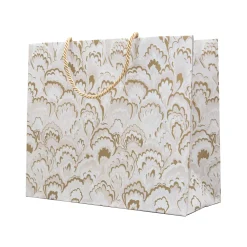 Caspari Christmas Gift & Bottle Bags|Gift & Bottle Bags|Marbled Ceramica Silver & Gold Gift Bags - includes 1 Gift Bags