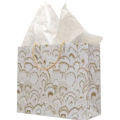 Caspari Christmas Gift & Bottle Bags|Gift & Bottle Bags|Marbled Ceramica Silver & Gold Gift Bags - includes 1 Gift Bags