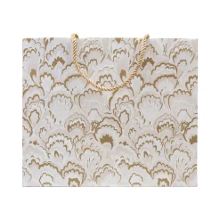 Caspari Christmas Gift & Bottle Bags|Gift & Bottle Bags|Marbled Ceramica Silver & Gold Gift Bags - includes 1 Gift Bags