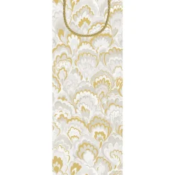 Caspari Christmas Gift & Bottle Bags|Gift & Bottle Bags|Marbled Ceramica Silver & Gold Gift Bags - includes 1 Gift Bags