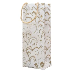 Caspari Christmas Gift & Bottle Bags|Gift & Bottle Bags|Marbled Ceramica Silver & Gold Gift Bags - includes 1 Gift Bags