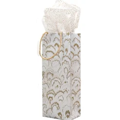 Caspari Christmas Gift & Bottle Bags|Gift & Bottle Bags|Marbled Ceramica Silver & Gold Gift Bags - includes 1 Gift Bags