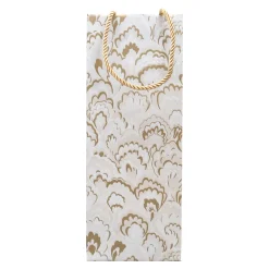 Caspari Christmas Gift & Bottle Bags|Gift & Bottle Bags|Marbled Ceramica Silver & Gold Gift Bags - includes 1 Gift Bags