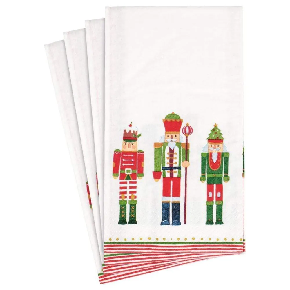 Caspari Christmas Napkins|Paper Guest Towels|March of the Nutcrackers Paper Guest Towel Napkins - 15 Per Package