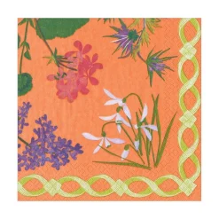 Caspari Paper Luncheon Napkins|Mary Delany Flower Mosaics Paper Luncheon Napkins in Melon - 20 Per Package