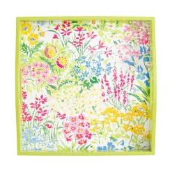 Caspari Lacquerware|Bridal Shower|Meadow Flowers Lacquer Square Tray in White - 1 Each