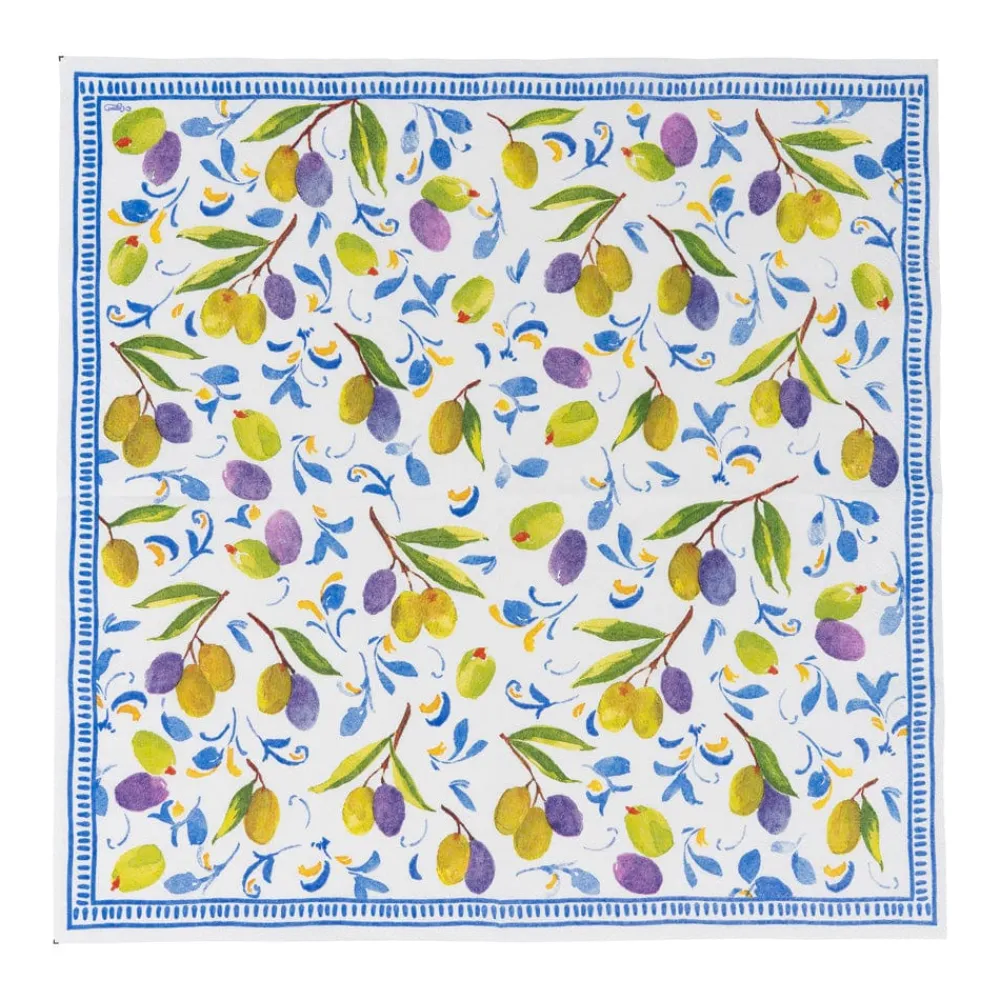 Caspari Paper Luncheon Napkins|Mediterranean Blue Luncheon Napkins - 20 Per Package