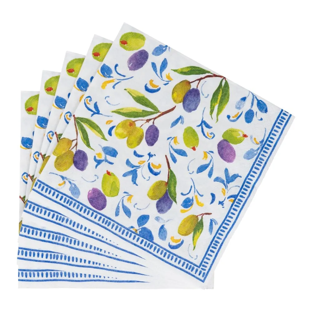 Caspari Paper Luncheon Napkins|Mediterranean Blue Luncheon Napkins - 20 Per Package
