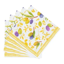 Caspari Paper Cocktail Napkins|Mediterranean Dijon Cocktail Napkins - 20 Per Package
