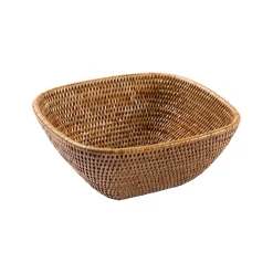 Caspari Tailgates|Rattan Trays And Accessories|Medium Rattan Modern High Bowl in Dark Natural - 1 Each