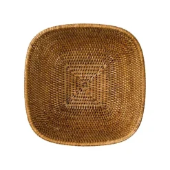 Caspari Tailgates|Rattan Trays And Accessories|Medium Rattan Modern High Bowl in Dark Natural - 1 Each