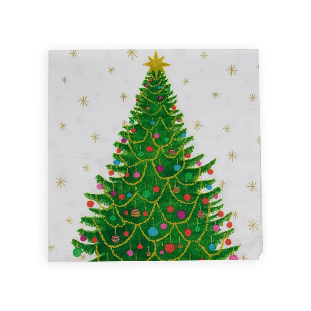 Caspari Christmas Napkins|Paper Luncheon Napkins|Merry And Bright Luncheon Napkins - 20 Per Package