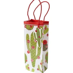 Caspari Christmas Gift & Bottle Bags|Gift & Bottle Bags|Merry Cactus Wine & Bottle Gift Bag - 1 Each