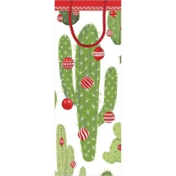 Caspari Christmas Gift & Bottle Bags|Gift & Bottle Bags|Merry Cactus Wine & Bottle Gift Bag - 1 Each