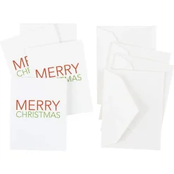 Caspari Christmas Gift Tags & Labels|Gift Tags & Enclosure Cards|Merry Christmas Block Gift Enclosure Cards - 4 Mini Cards & 4 Envelopes