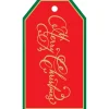 Caspari Christmas Gift Tags & Labels|Merry Christmas Calligraphy Foil Hang Tags - includes 4 Hang Tags
