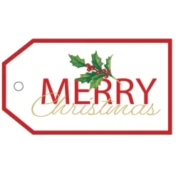 Caspari Christmas Gift Tags & Labels|Gift Tags & Enclosure Cards|Merry Christmas Classic Gift Tags - 4 Per Package