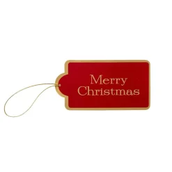 Caspari Christmas Gift Tags & Labels|Gift Tags & Enclosure Cards|Merry Christmas Hanging Gift Tags - 4 Tags with Gold Cord