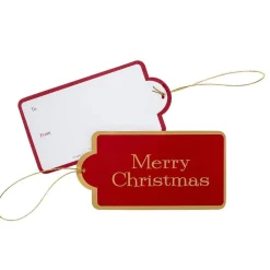 Caspari Christmas Gift Tags & Labels|Gift Tags & Enclosure Cards|Merry Christmas Hanging Gift Tags - 4 Tags with Gold Cord
