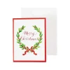 Caspari Christmas Gift Tags & Labels|Gift Tags & Enclosure Cards|Merry Christmas Laurel Wreath Gift Enclosure Cards in Gold Foil - 4 Mini Cards & 4 Envelopes