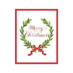 Caspari Christmas Gift Tags & Labels|Gift Tags & Enclosure Cards|Merry Christmas Laurel Wreath Gift Enclosure Cards in Gold Foil - 4 Mini Cards & 4 Envelopes