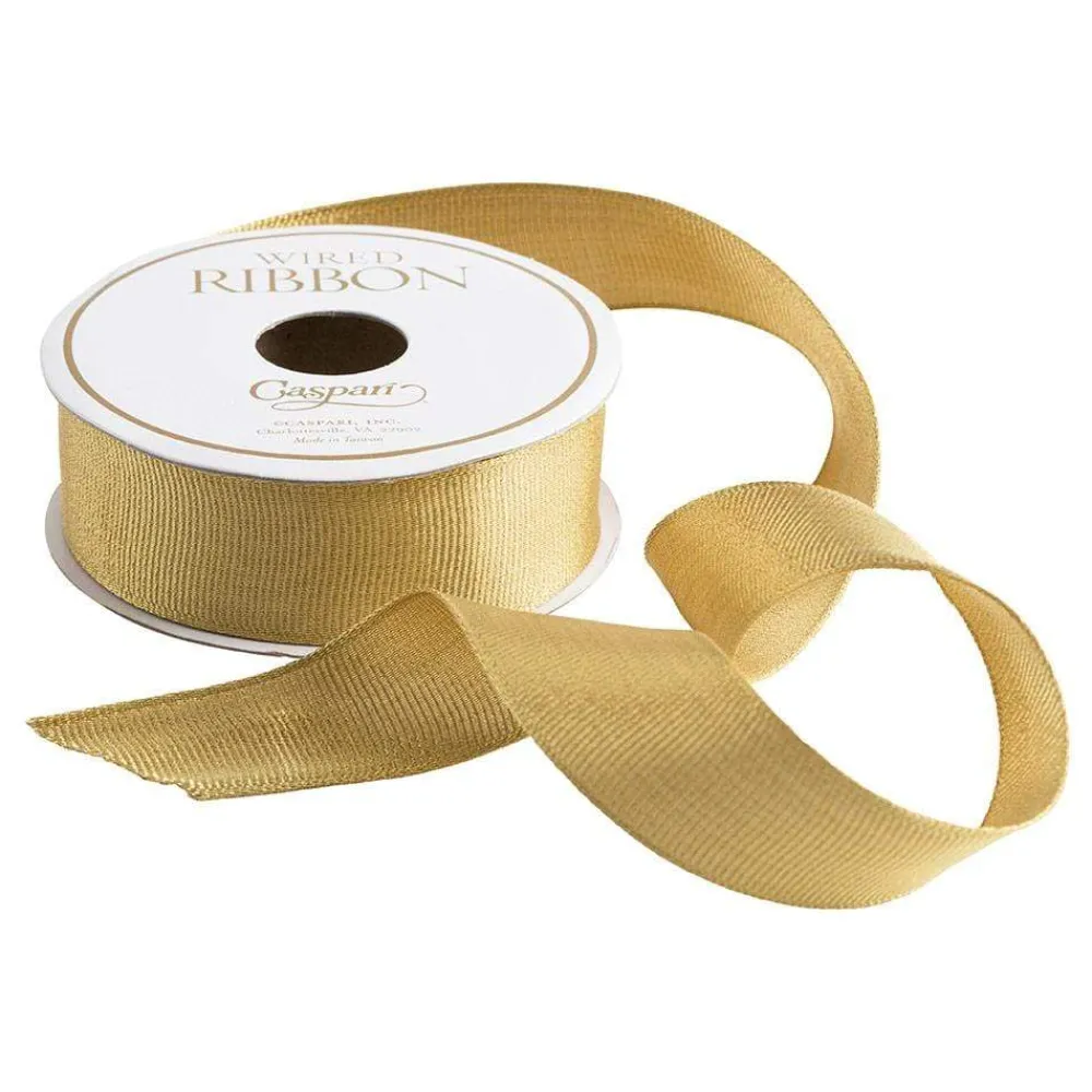 Caspari Christmas Ribbons & Bows|Hanukkah|Metallic Gold Grosgrain Wired Ribbon - 6 Yard Spool