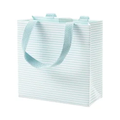 Caspari Bridal Shower|Baby Shower|Mini Stripe Medium Gift Bag in Robin's Egg - 1 Each