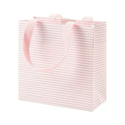 Caspari Bridal Shower|Baby Shower|Mini Stripe Small Square Gift Bag in Blush - 1 Each