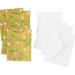 Caspari Christmas Gift Tags & Labels|Mistletoe Gift Enclosure Cards - 4 Mini Cards & 4 Envelopes